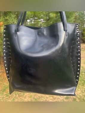 Furla Black Leather Stud-Trim Tote Bag